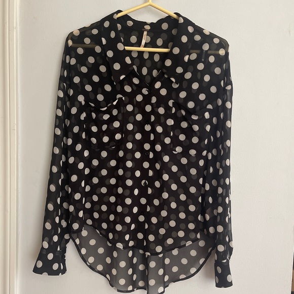 Free People Tops - Free People Polka Dot long sleeve blouse XS